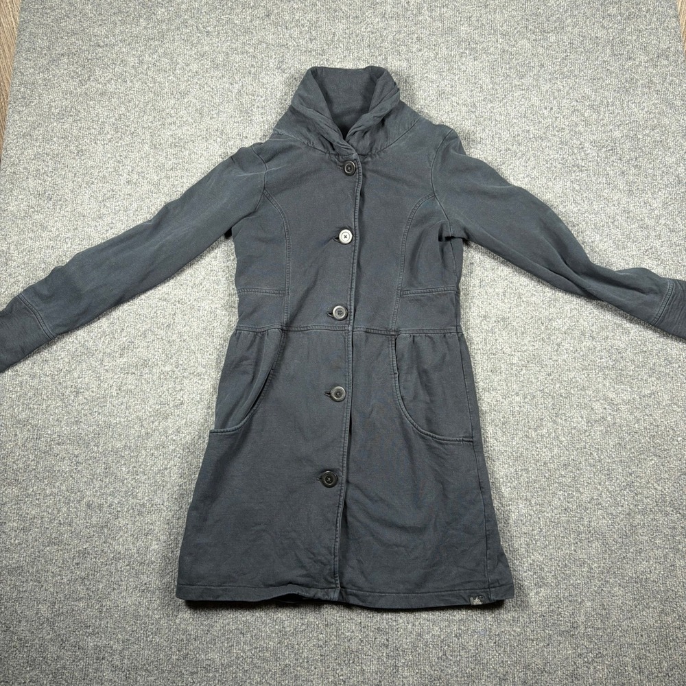 Prana Mariska Jacket Women Button Front Extra Small Gray Long Sleeve Black